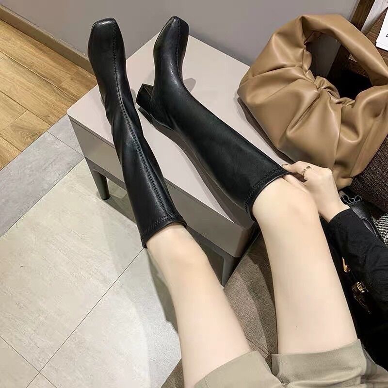Giày Boot cao cổ da pu hợp thời trang