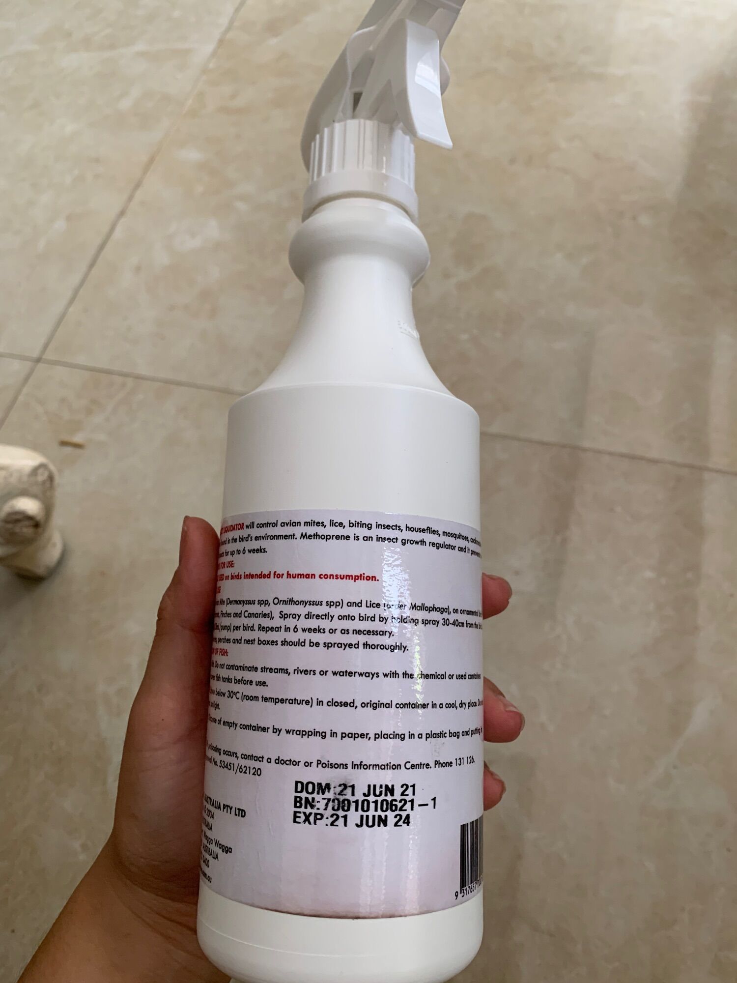 Chai xịt rận mạt cho chim cảnh hàng nhập khẩu Úc( lẻ 50ml chiết từ chai 500ml)