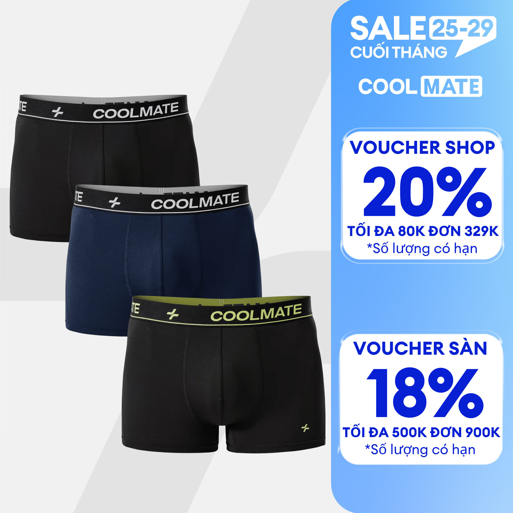 Combo 3 Quần Lót Nam Trunk AirMax Mesh Thoáng mát, Nhanh Khô, Co giãn - Coolmate