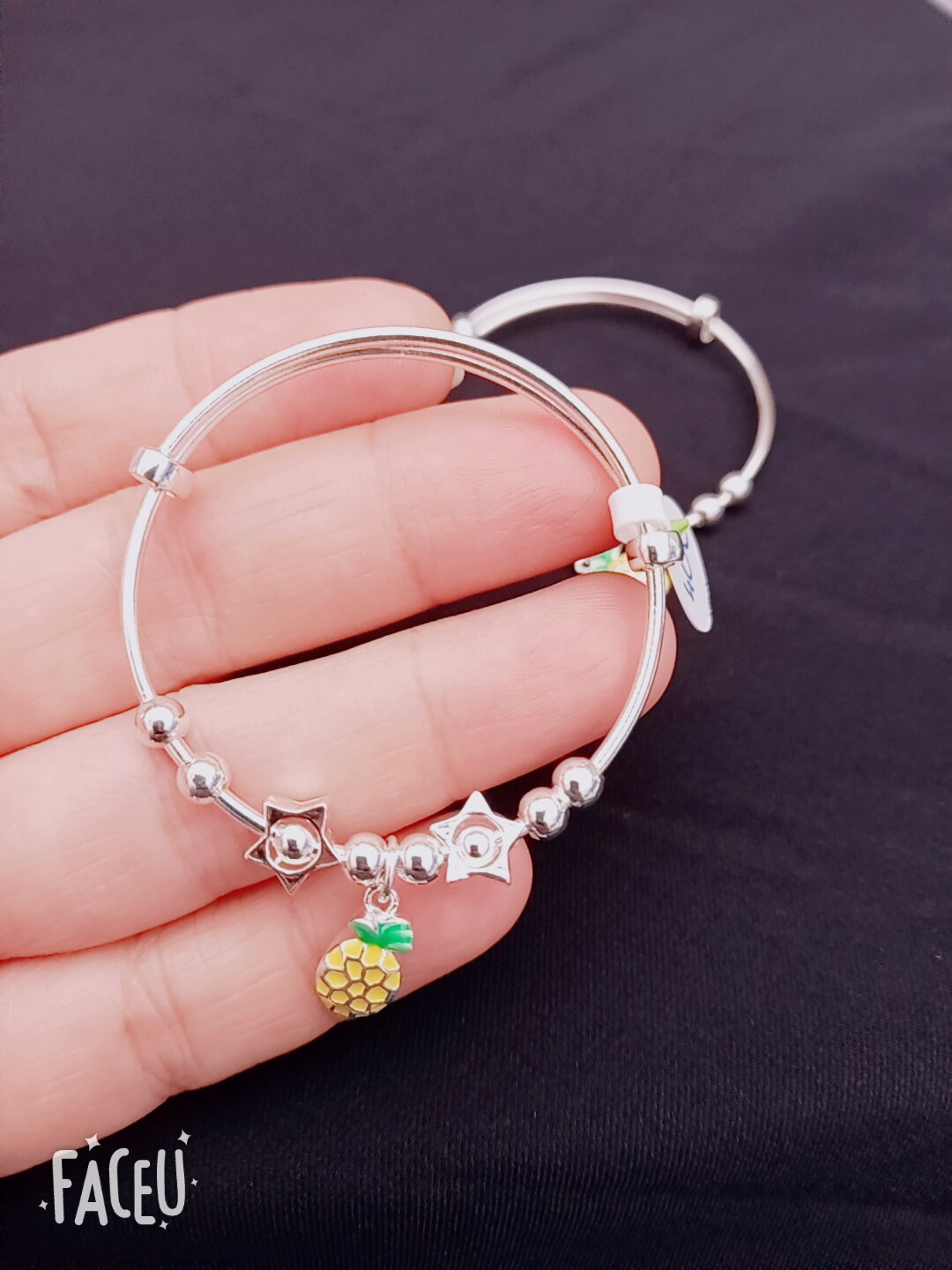 Vvòng tay trẻ em bạc thật cao cấp - vòng đặc - trang sức Kim Quyên Jewelry