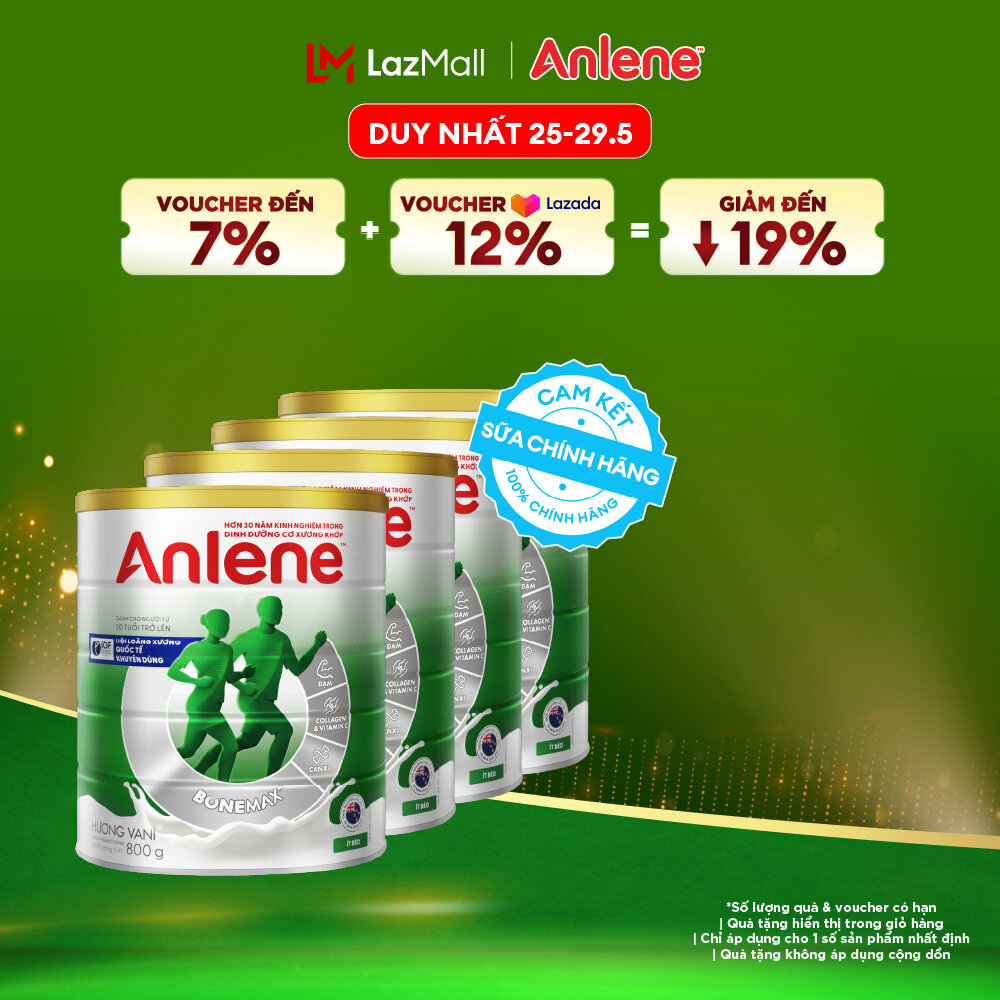 [Voucher giảm đến 26%]Combo 4 Sữa Bột Anlene Hương Vani 800G