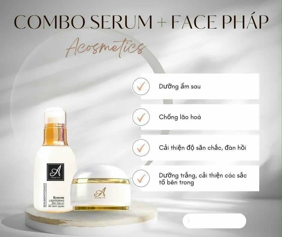 Combo kem face A pháp và serum A hàng chính hãng có mã tex điện tử