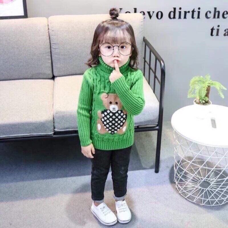 ÁO LEN VẶN THỪNG HÌNH GẤU SIÊU ẤM CHO BÉ