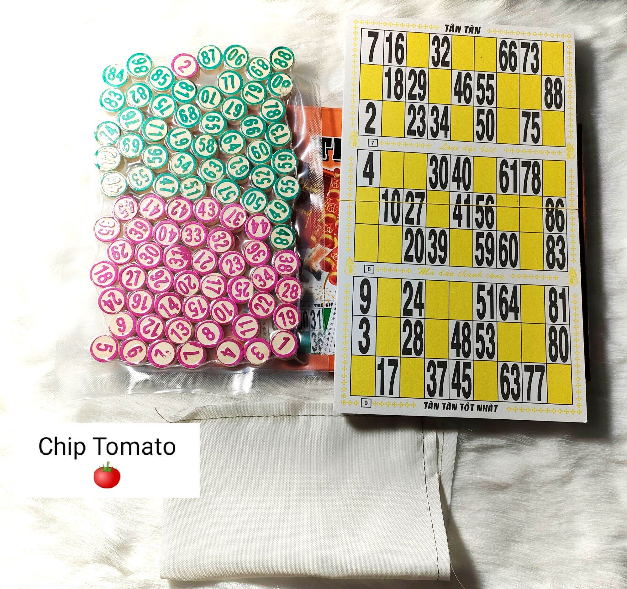 Bộ cờ Loto 90 số hàng Việt Nam ép chân không gỗ đẹp bộ kèm túi đựng