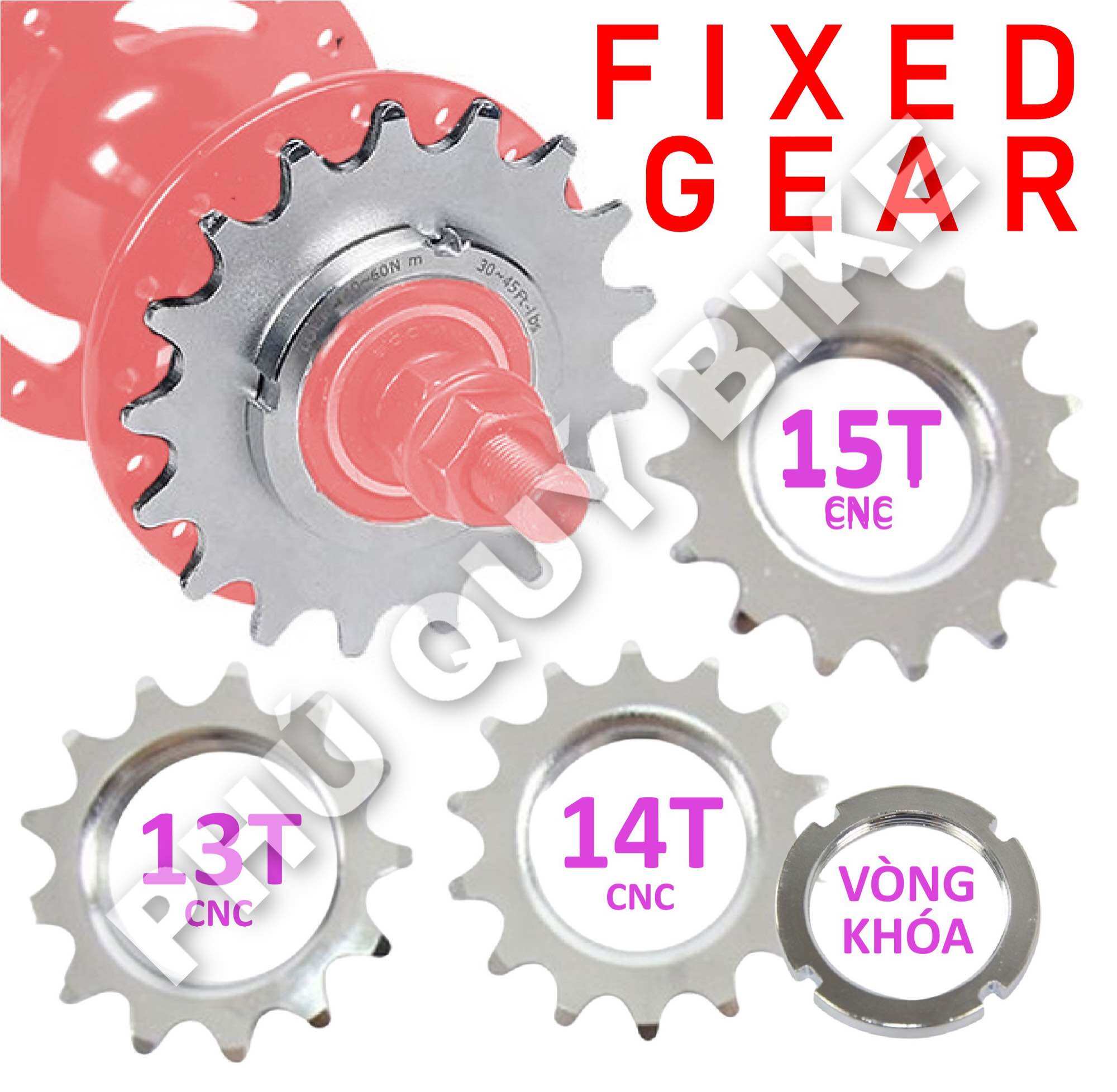 Nhông líp chết kèm vòng ren xe đạp fixedgear cnc 13/14/15t