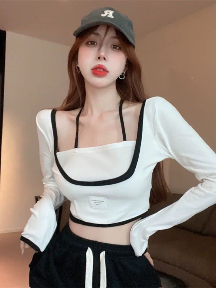 Áo tay dài cổ u viền yếm logo BG