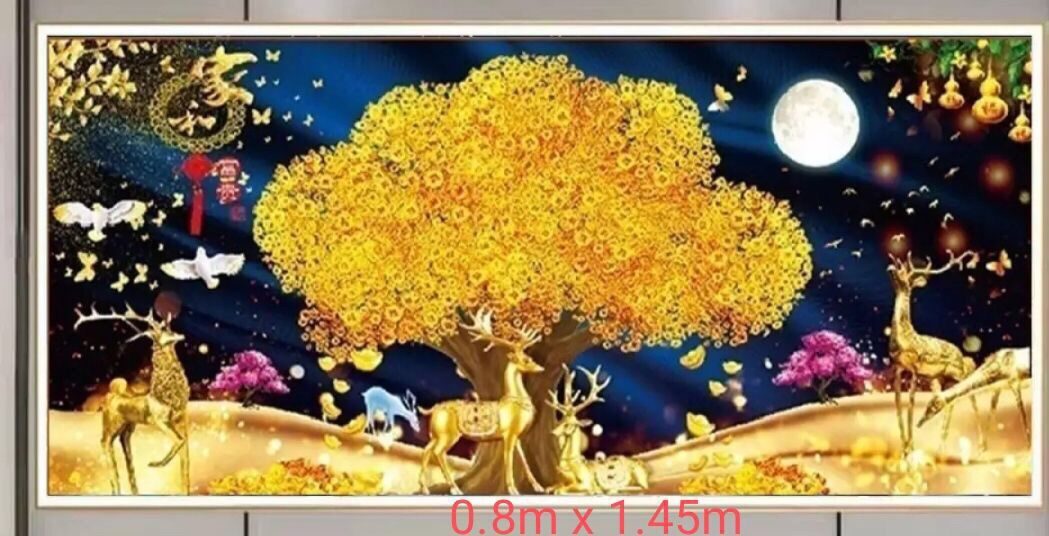 Tranh dán tường cây kim tiền vàng có thể in theo kích thước yêu cầu