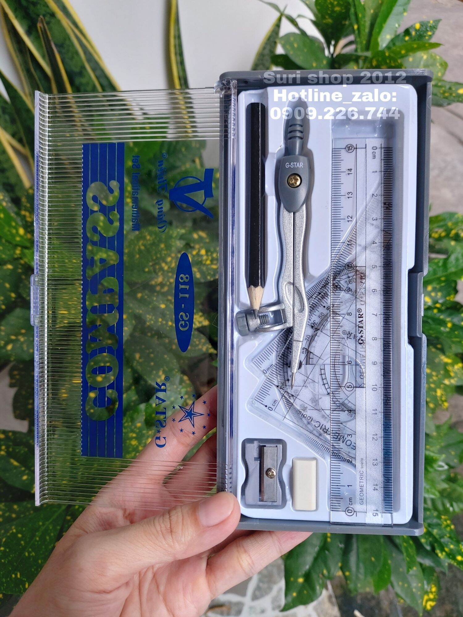 01 bộ compa 7 món ( tặng kèm viết chì + gôm tẩy )