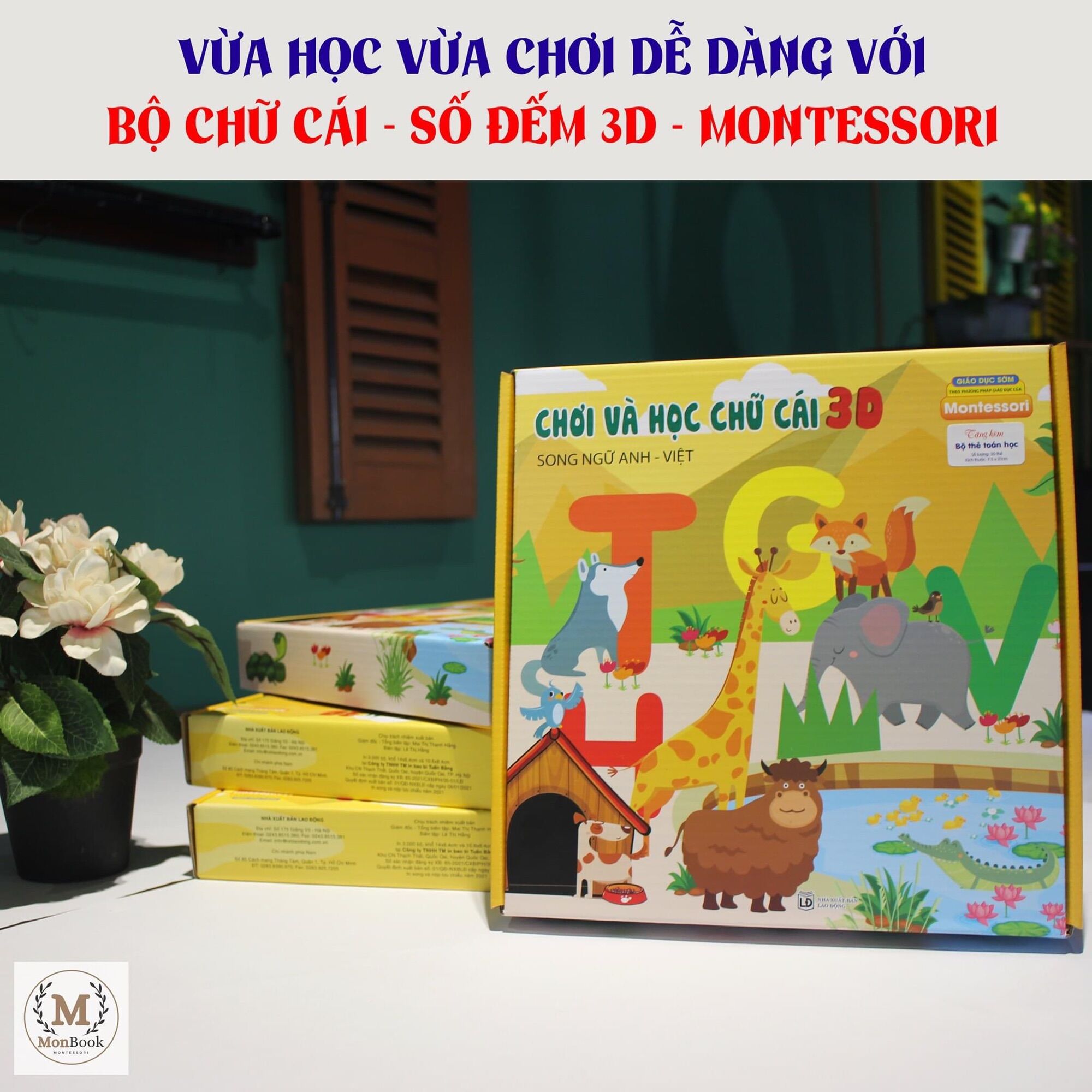 Chơi và học chữ 3D - Song ngữ Anh Việt - Thẻ học thông minh cho bé từ 1-7 tuổi