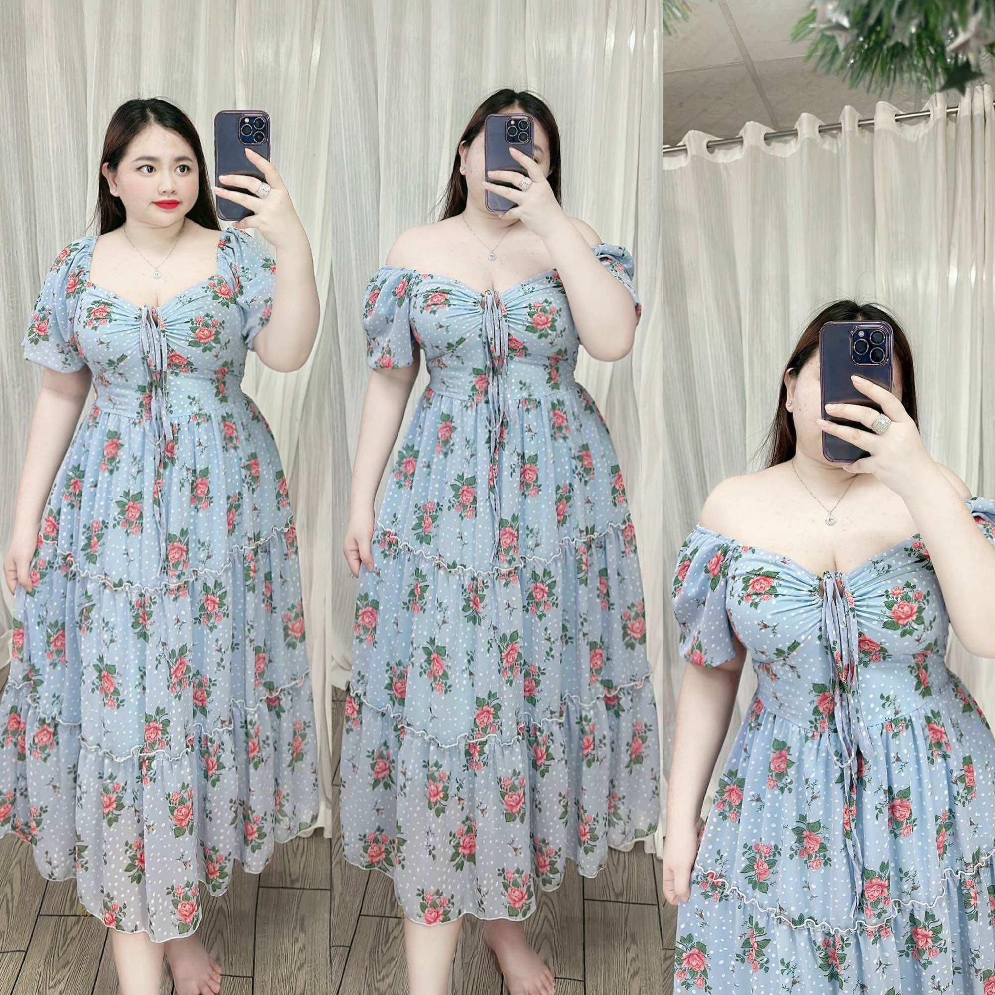 [Bigsize 60-90kg] Đầm maxi tay bí