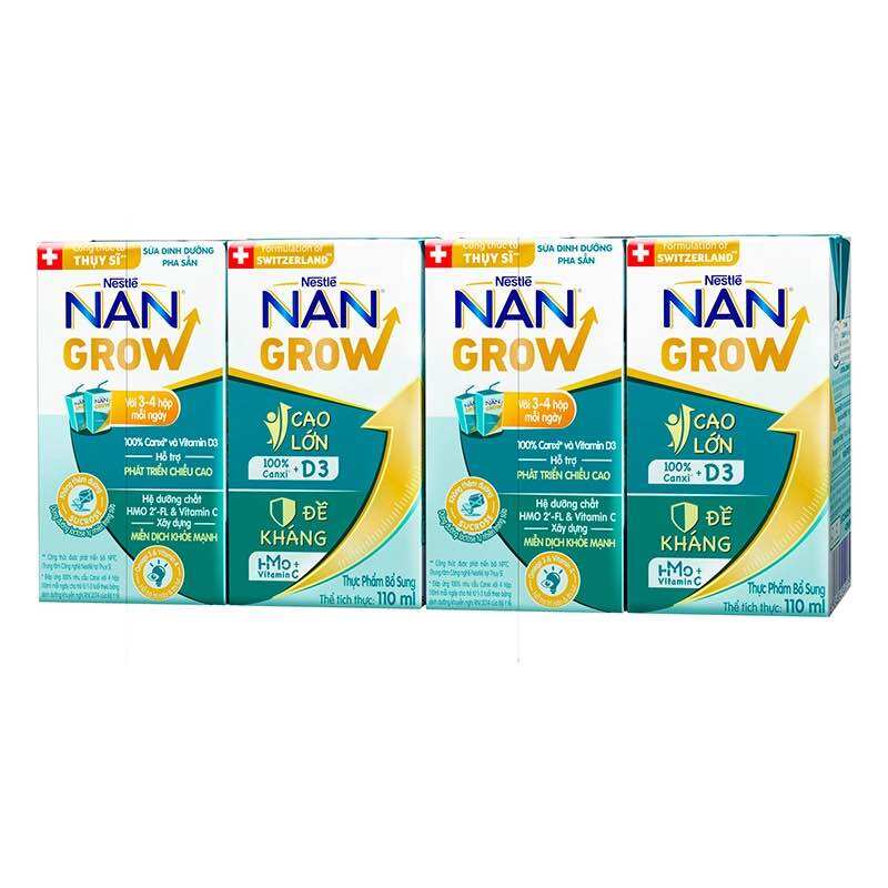 Lốc 4 hộp sữa Nan optipro grow 180ml/110ml