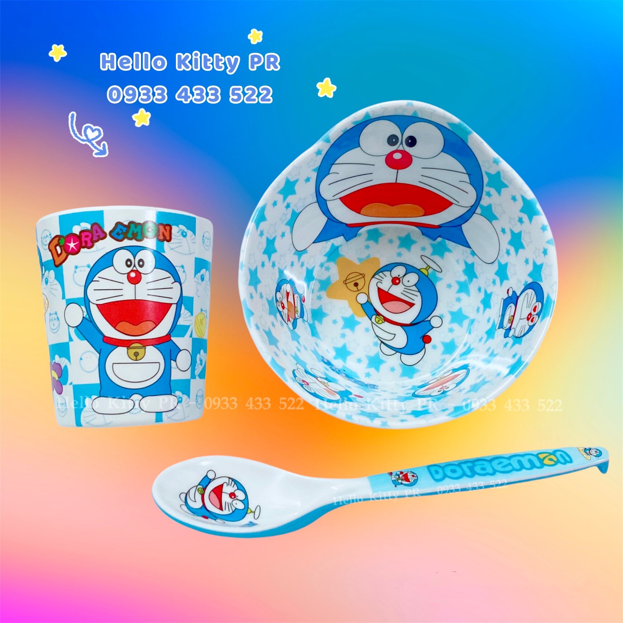 Combo chén muỗng ly cốc Doremon Doraemon