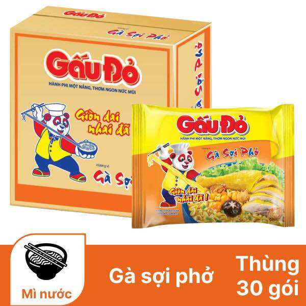 Mì gà sợi phở Gấu Đỏ gói 63g chính hãng (Giá 1 thùng)