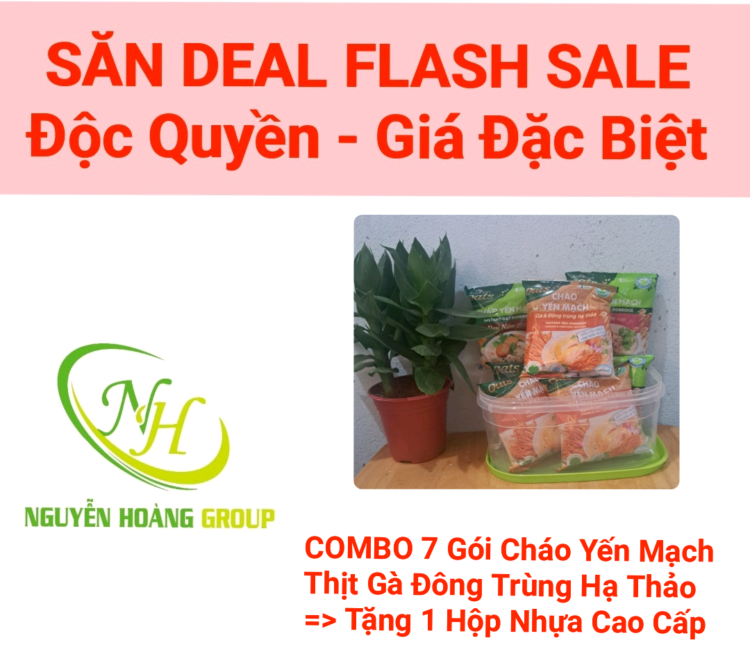 [HCM]COMBO 7 GÓI -  Cháo Yến Mạch Thịt Gà Đông Trùng Hạ Thảo 40G( Tặng 1 Hộp Nhựa Cao Cấp)