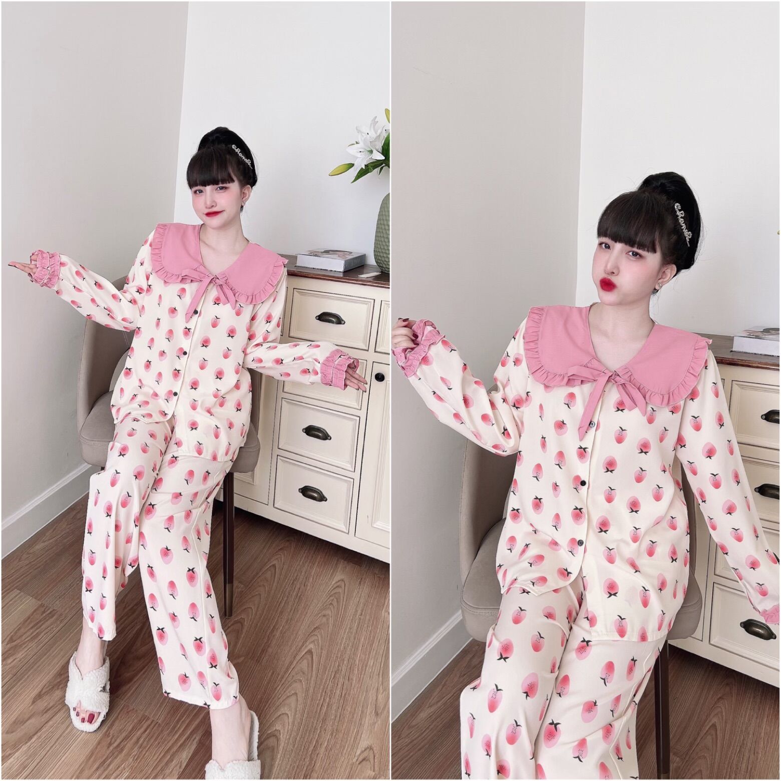 (50-110kg) Đồ Bộ Lụa Bigsize Phối Hoạ Tiết cực xinh