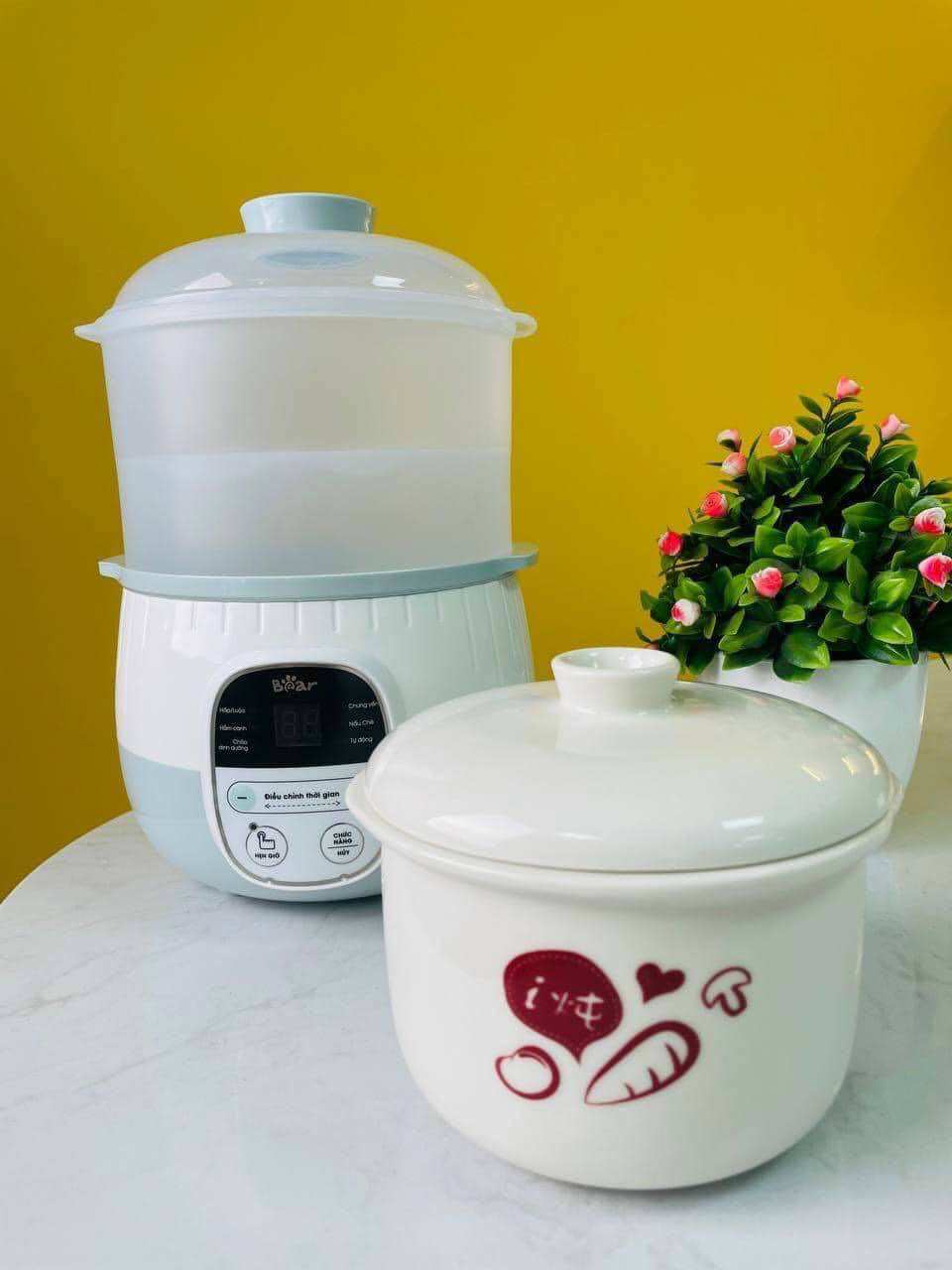 Nồi nấu cháo cho bé_Nồi bear nấu cháo,nồi babyduck nấu cháo hầm,hấp 0,8l cho bé