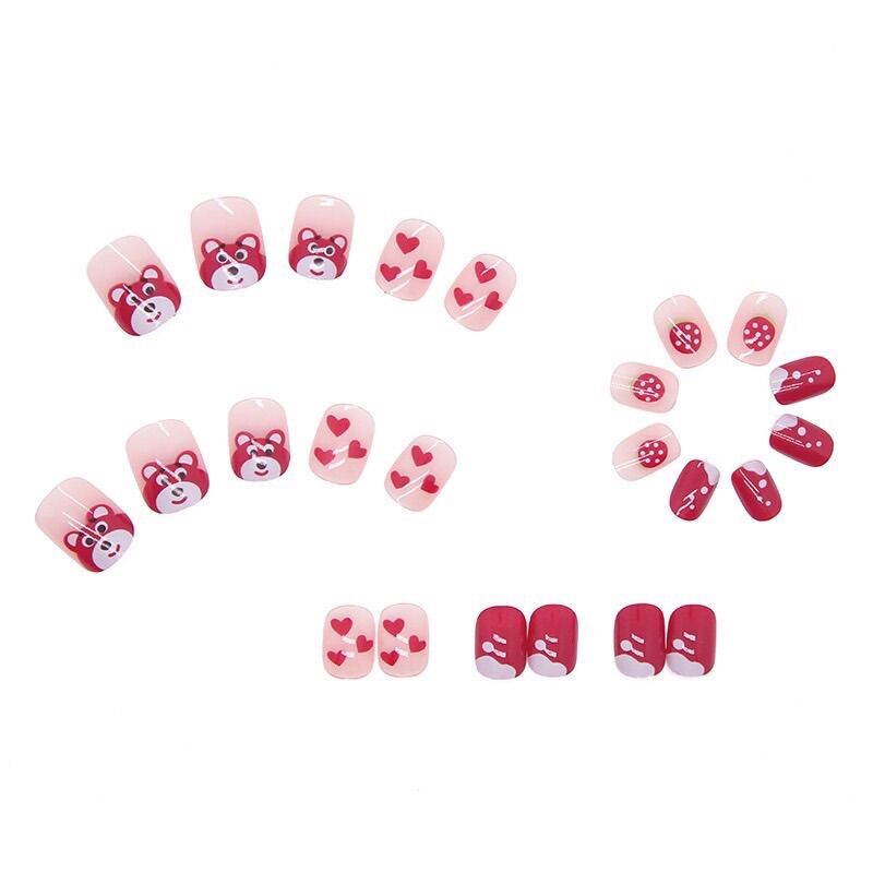 Bộ Nail 24 Móng Gấu Dâu Lotso Bear Hot Hit