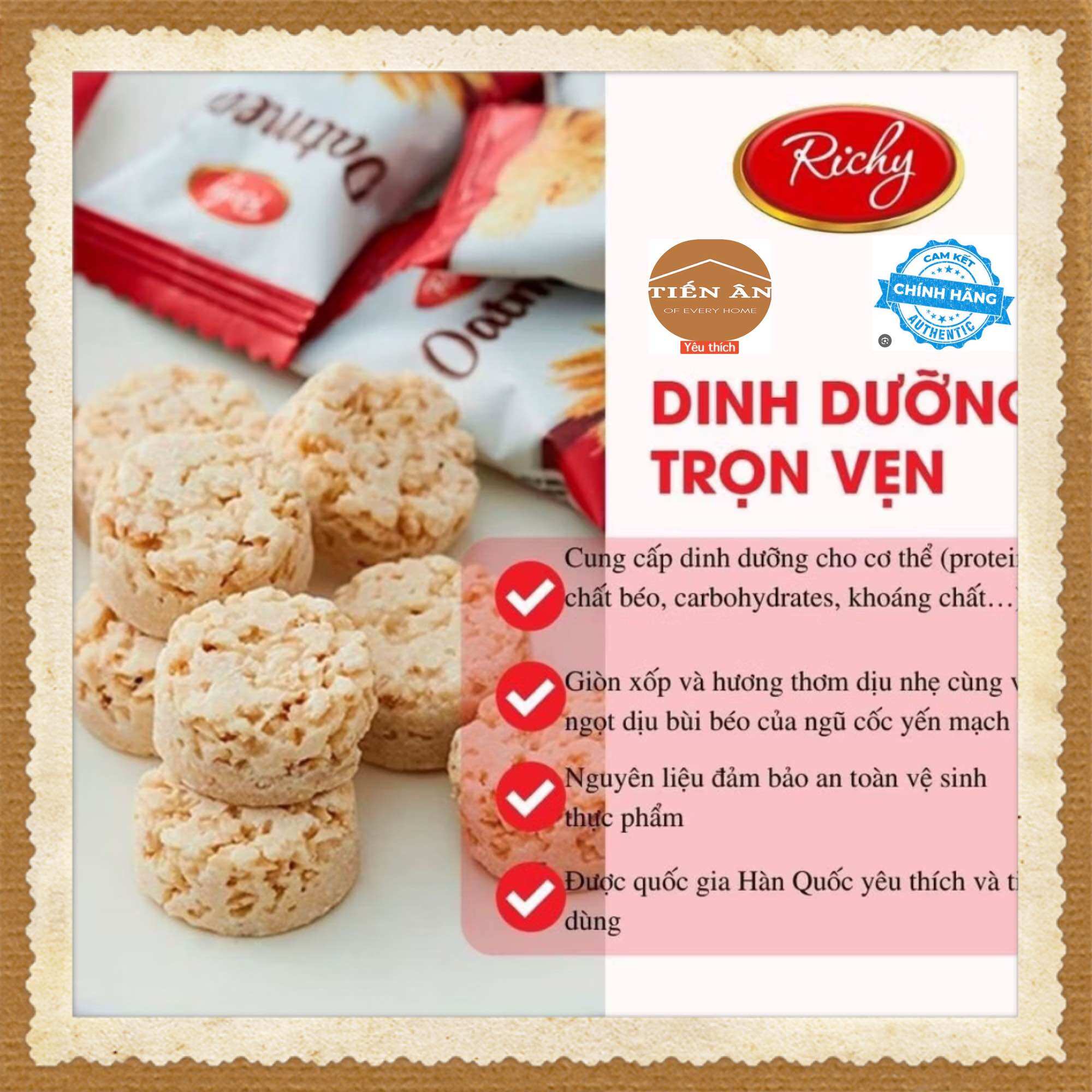 Bánh Yến Mạch Sữa Richy Oatmeal Mini Bite 250g cung cấp dinh dưỡng bổ sung cho cơ thể