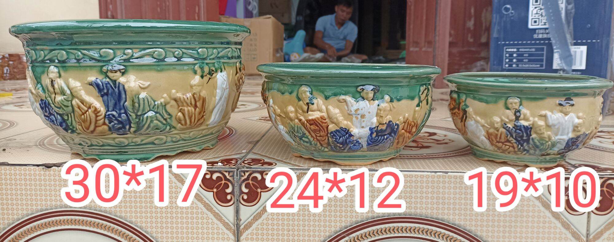 Bộ 3 chậu bát tiên men Đồng Nai