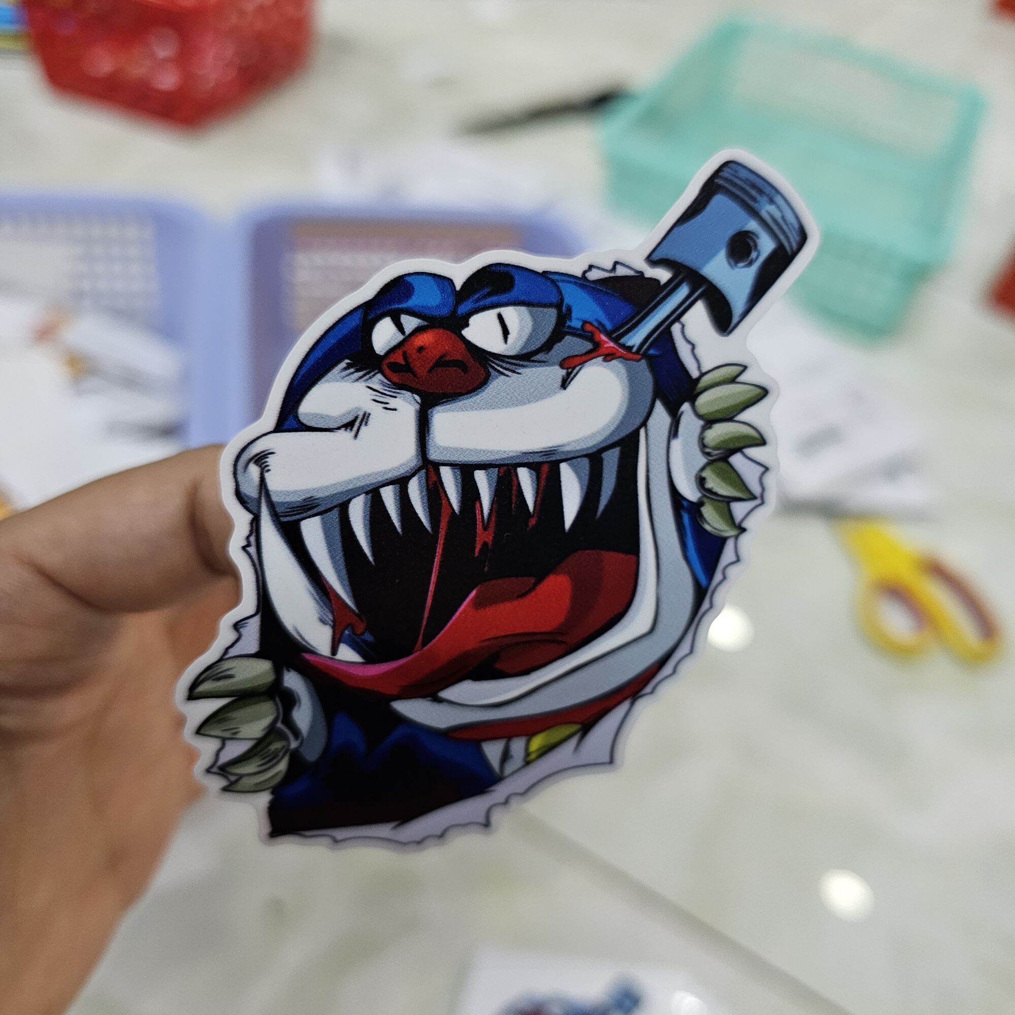 Logo sticker hoạt hình mèo máy monter dán trang trí xe, điện thoại, dán khắp nơi