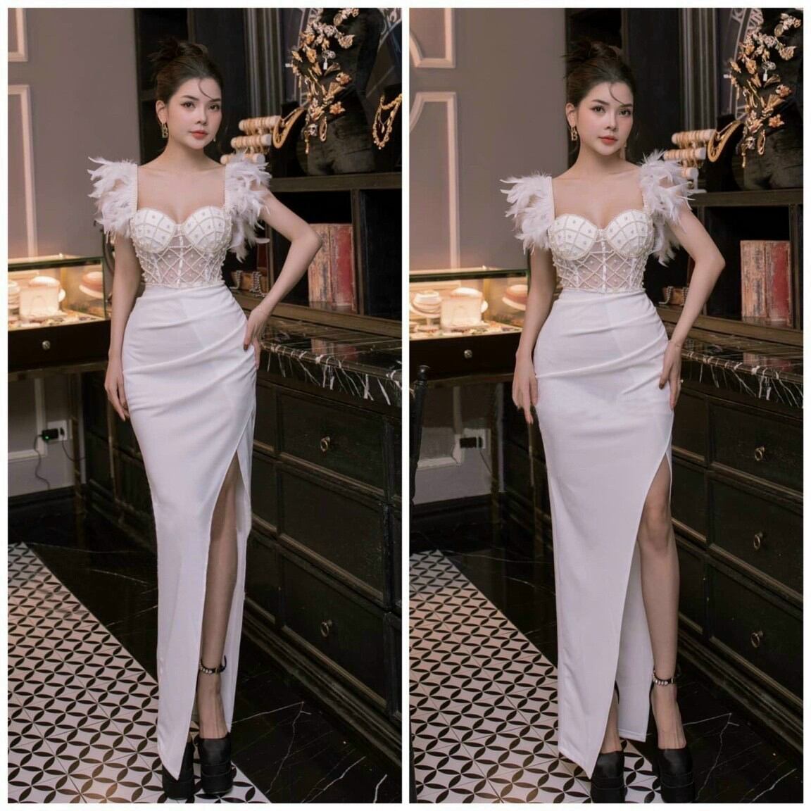 ĐẦM BODY LÔNG TUA RUA KẾT NGỌC TRAI