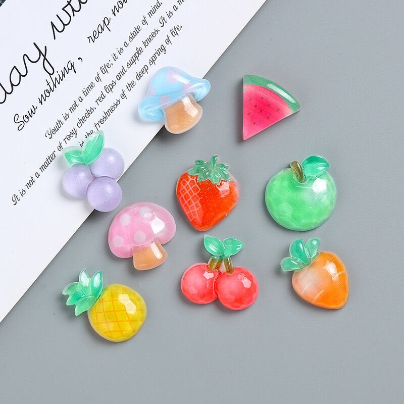 Set 10 charm hoa quả 10 mẫu lập thể siêu đẹp