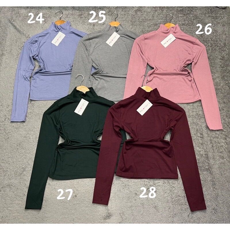 Combo 3 áo thun trơn cổ lọ tay dài