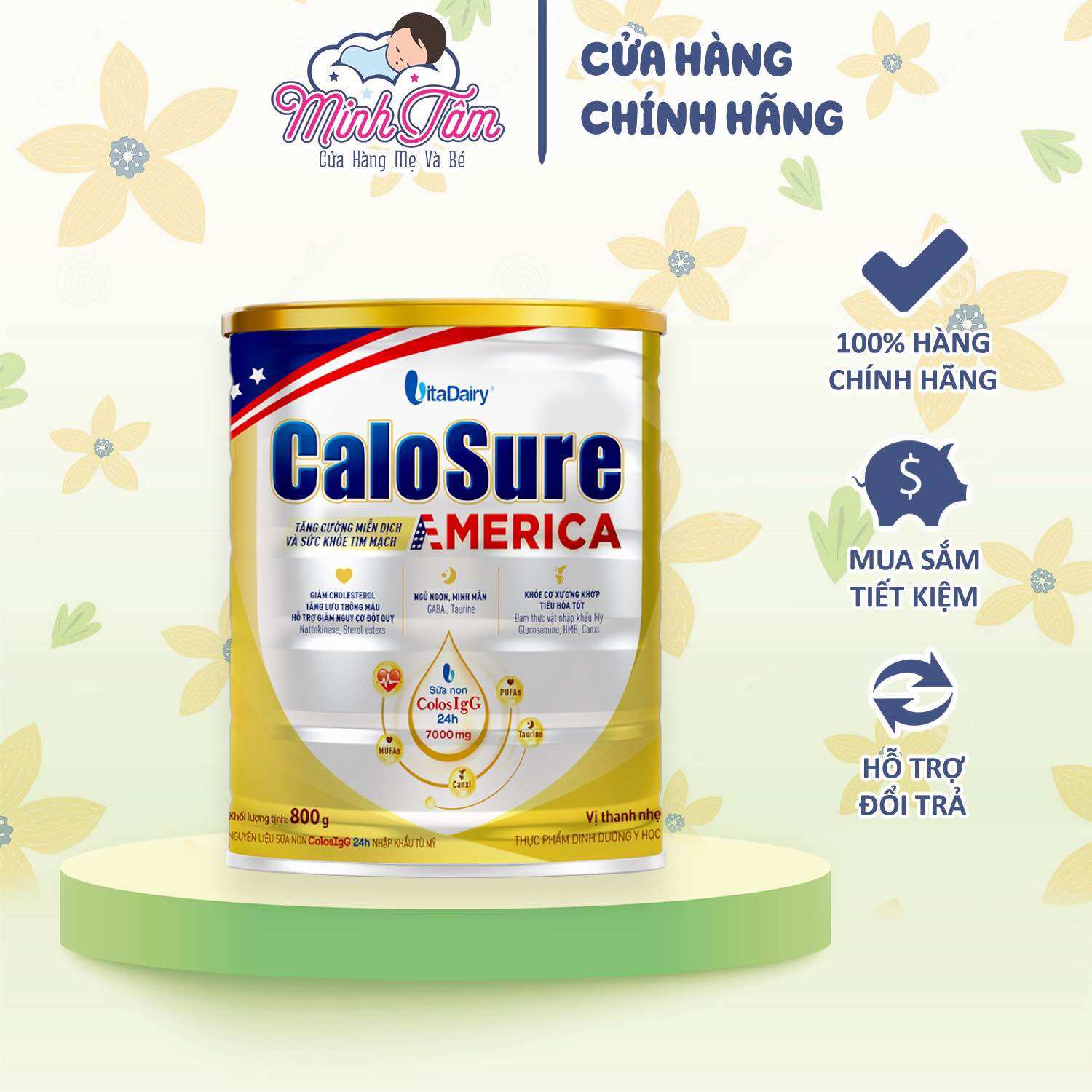 Sữa bột Vitadairy Calosure America có sữa non (800g)