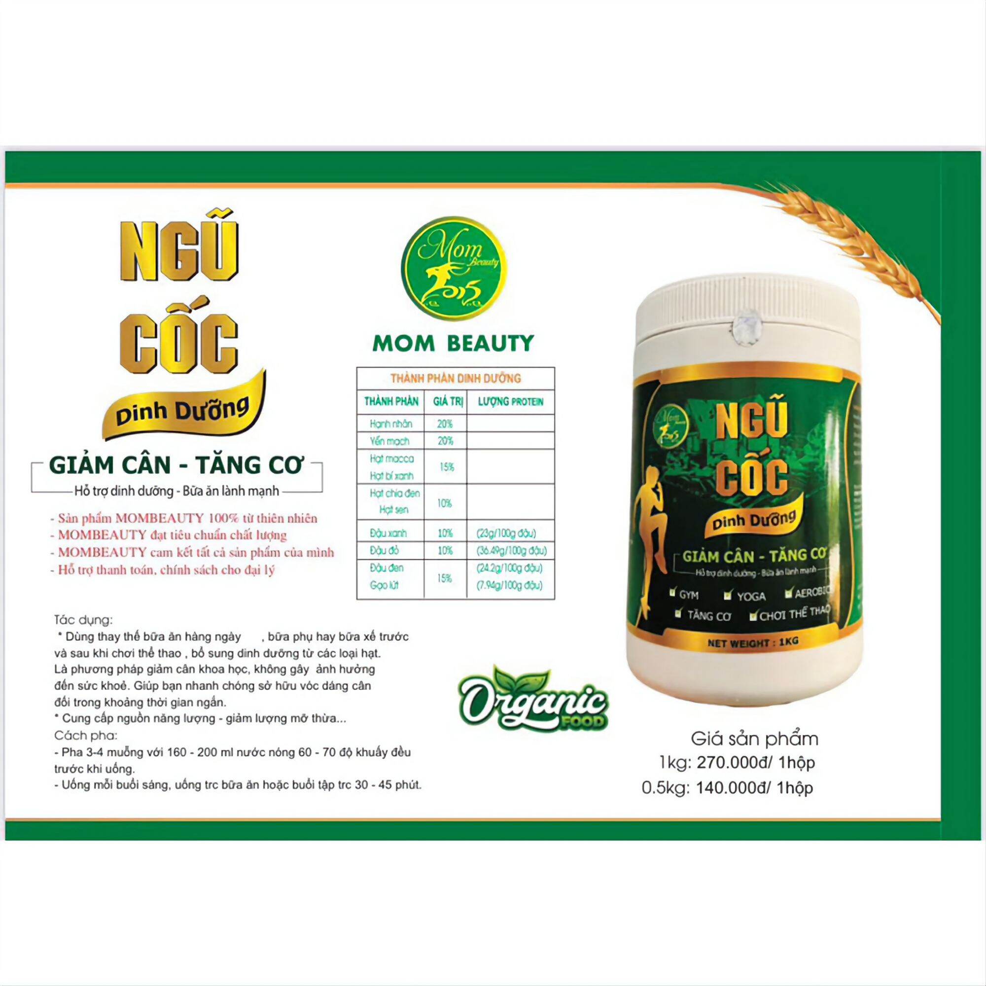 Bột ngũ cốc giảm cân 1000gram - Nông sản vàng