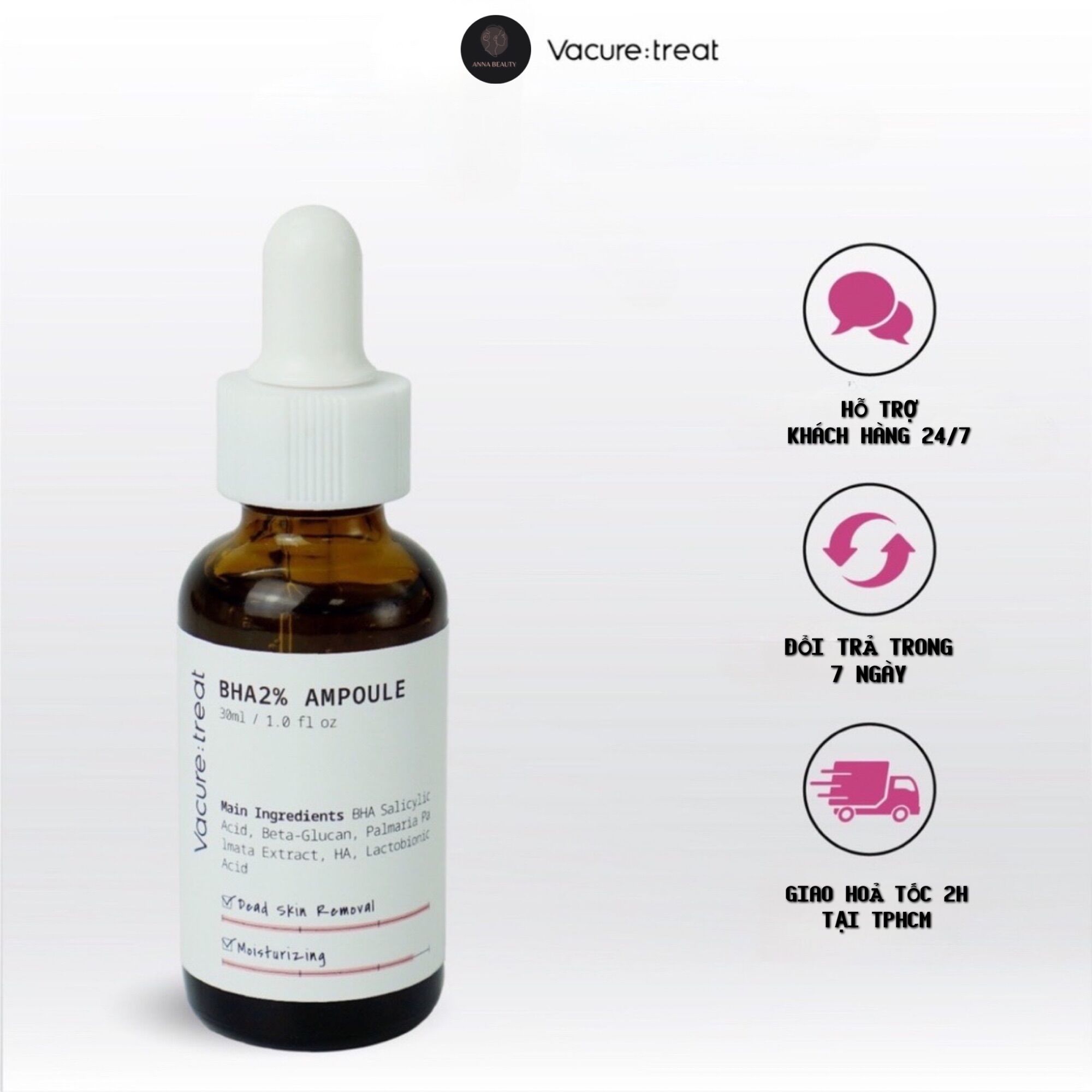 Serum dung dịch loại bỏ tế bào chết vacure treat bha 2% ampoule