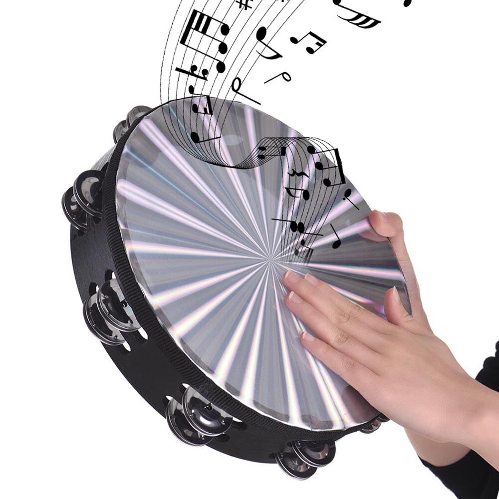 8 Inch Bằng Gỗ Rạng Rỡ Tambourine Chuông Tay Trống Đôi Hàng Jingles Phản Quang Đầu Trống Nhạc Cụ Gõ Cho Các Biểu Diễn Văn Hóa