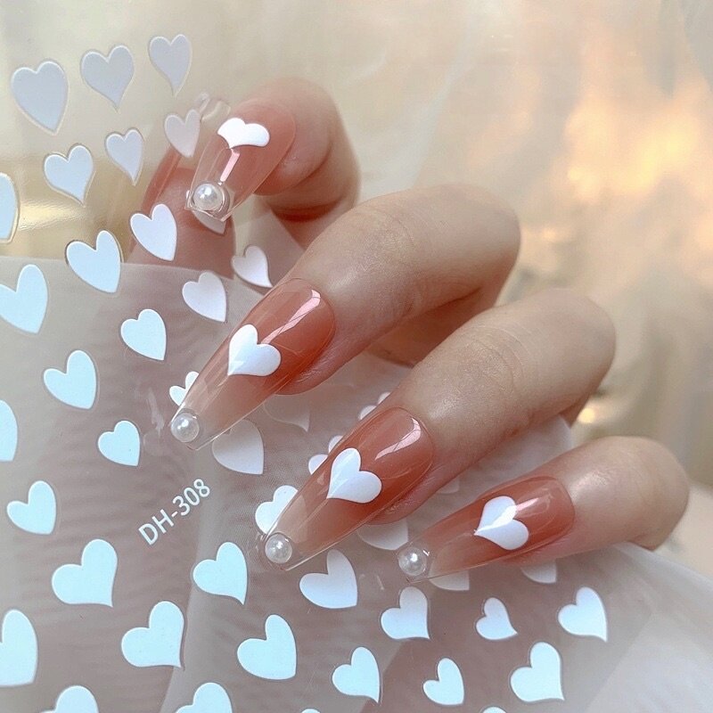 Sticker dán móng trang trí nail hình trái tim mẫu mới nhất