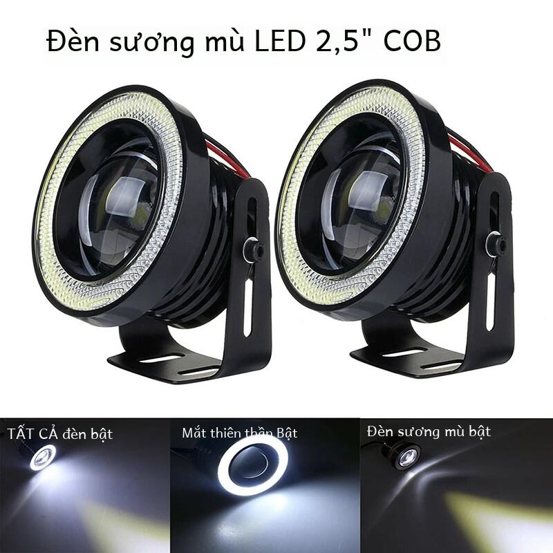 15W Trắng Cob Máy Chiếu Led Xe Sương Mù Đèn 2.5 ''Đôi Mắt Thiên Thần Vòng Xanh Drl Sương Mù Hội nhôm Và Chất Liệu Nhựa