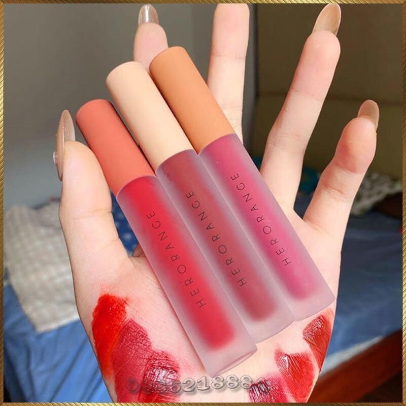 [Hoàn tiền 20%] Set 3 cây son kem lì Herorange Fluffy Lip Glaze trang điểm môi HFL2