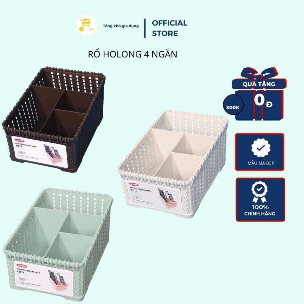 Rổ 4 ngăn holong , khay nhựa tiện ích đan mây, rổ nhựa đựng đồ đa năng, đựng đồ nail cao cấp mta-mart2