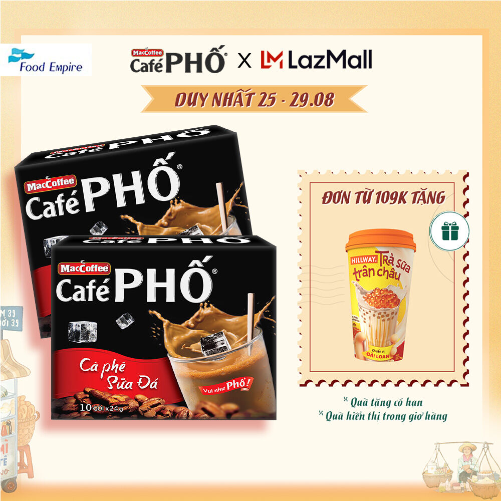 Combo 2 hộp Cà phê phố Sữa Đá - Maccoffee (hộp 10 gói x 24g)