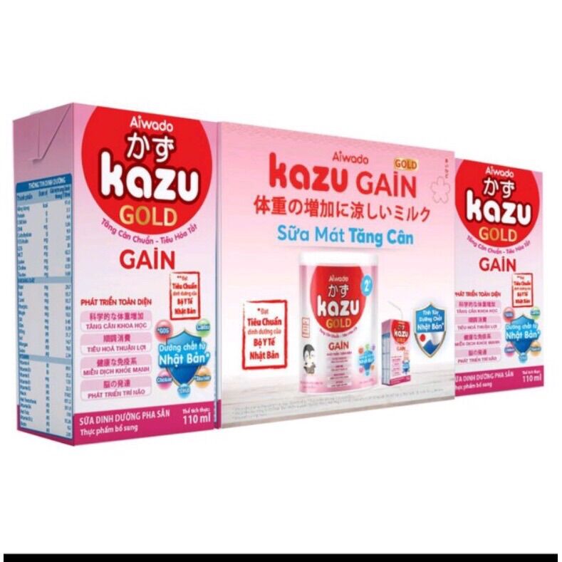 Thùng 48 hộp sữa kazu gain 110ml - tăng cân