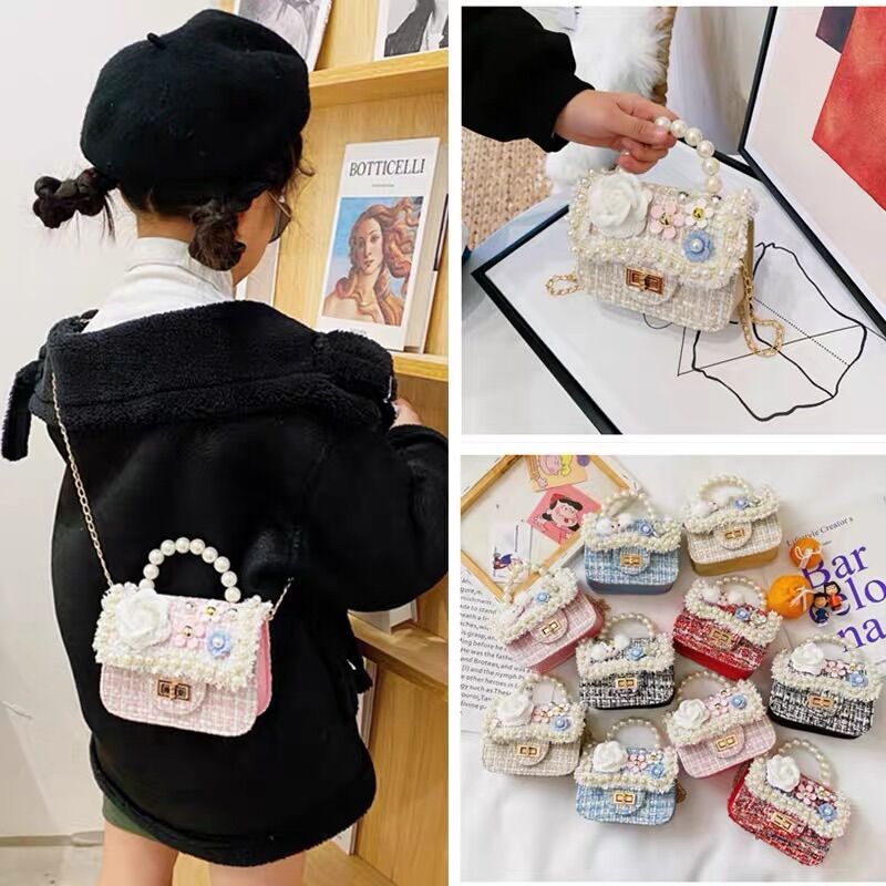 Túi đeo chéo bé gái chất liệu dạ họa tiết Hoa Elsa khoá xoay siêu xinh_Túi đeo cho bé gái_Túi xách cho bé gái_Túi đựng tiền lì xì cho bé gái