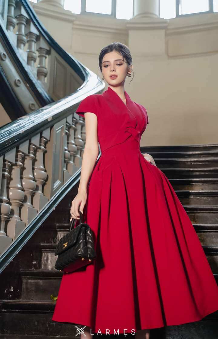 Đầm xòe cổ chéo nư Đ 035 HH