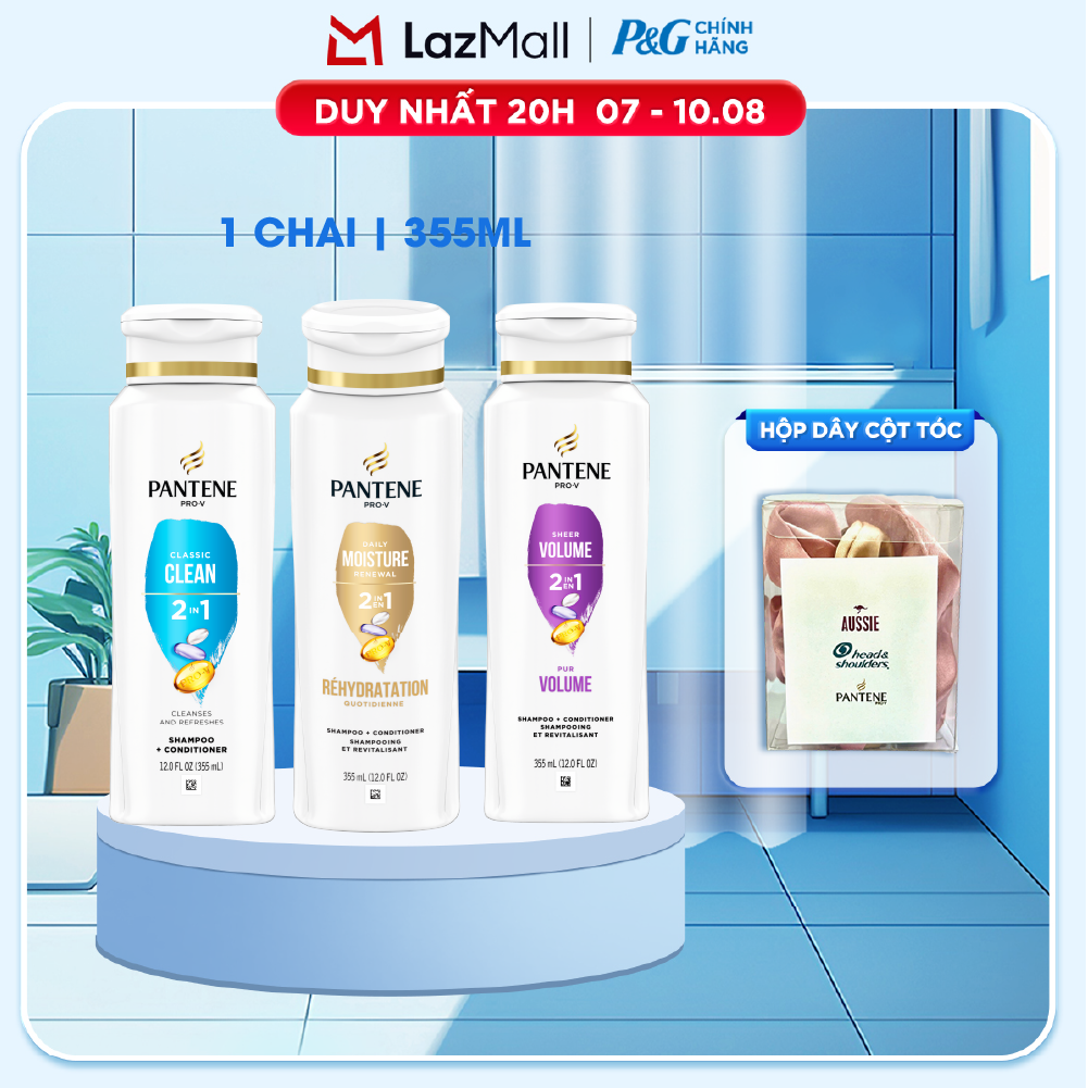 Dầu Gội Xả PANTENE Nhập Khẩu Mỹ 2IN1 Hương Classic Clean/ Sheer Volume/ Moisture Renewal Chai 355ML