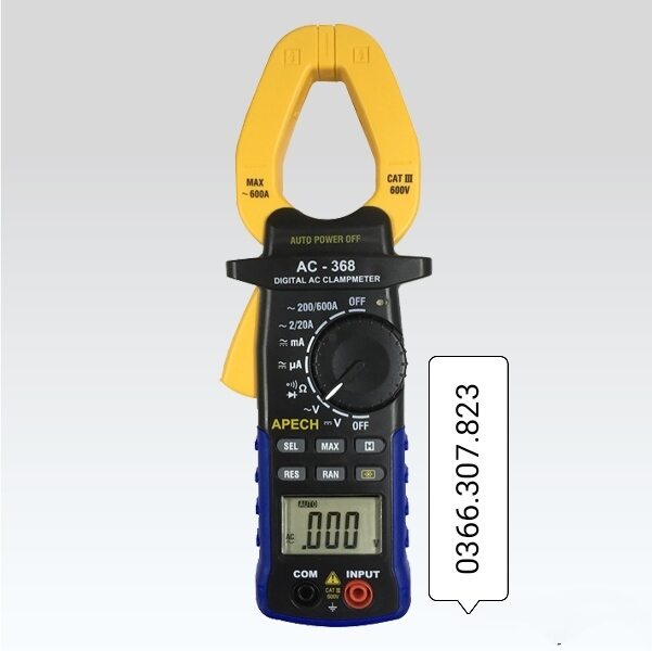 [Hcm]Ampere Clamp Meter for Measuring Ac Current Apech Ac-368 (600A)