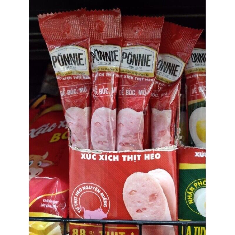 Xúc Xích Ponnie Thịt Heo 88% (Hộp 12 Cây)