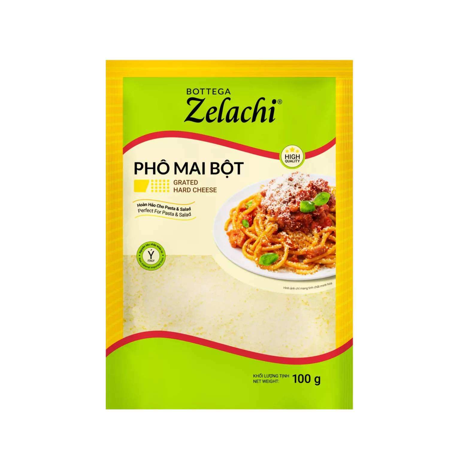 Phô Mai Bột Zelachi 100g – Phô Mai Rắc Món Âu, Dùng Cho Pasta, Pizza & Món Nướng