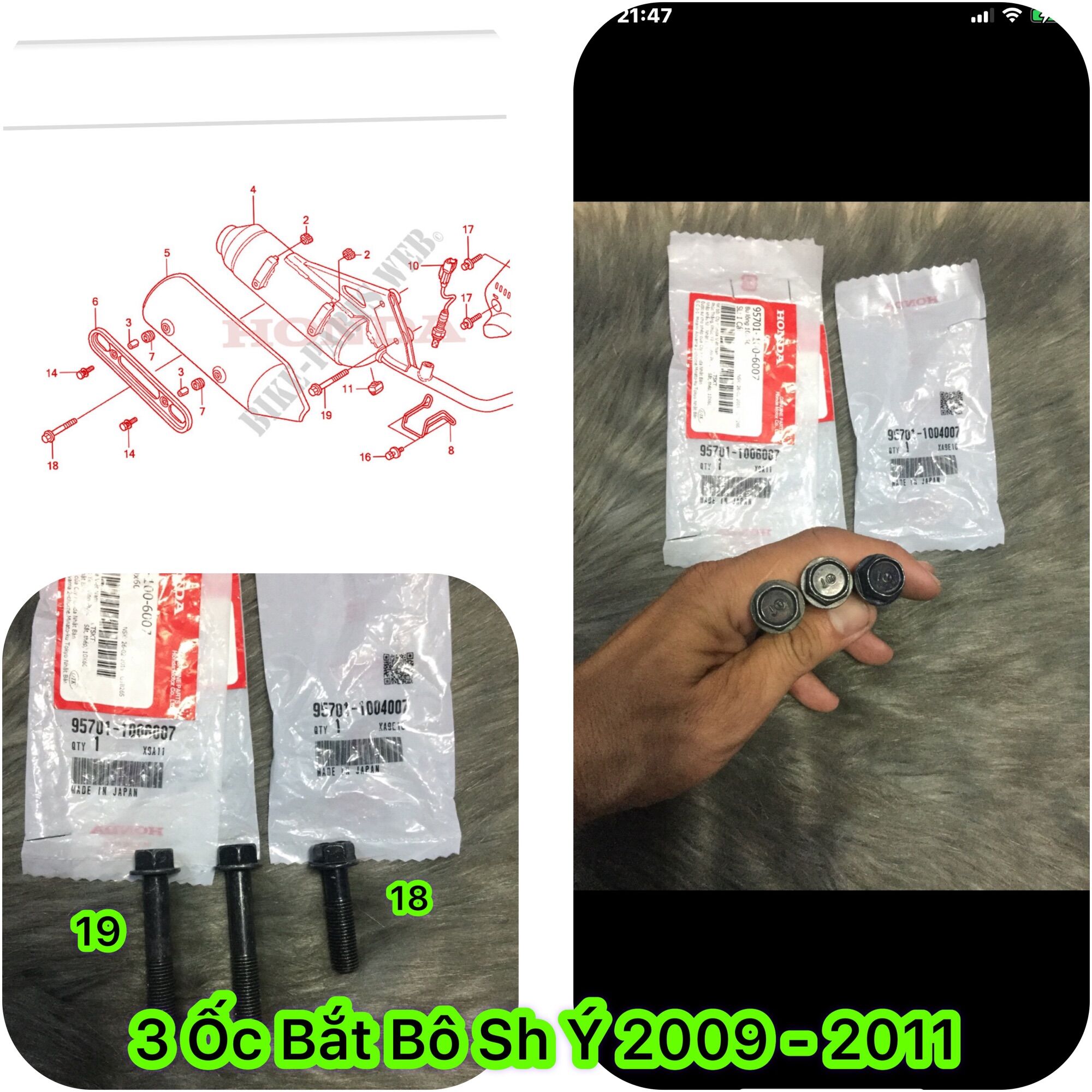 Bộ ốc bắt bô sh ý 2009 - 2011