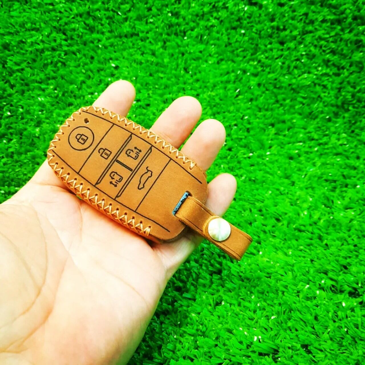 Bao da chìa khoá Kia Sedona handmade da thật