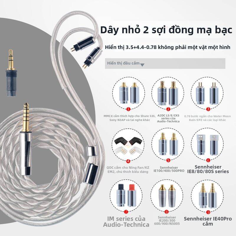 Dây Cáp Nâng Cấp Tai Nghe Bọc Bạc MMCX
