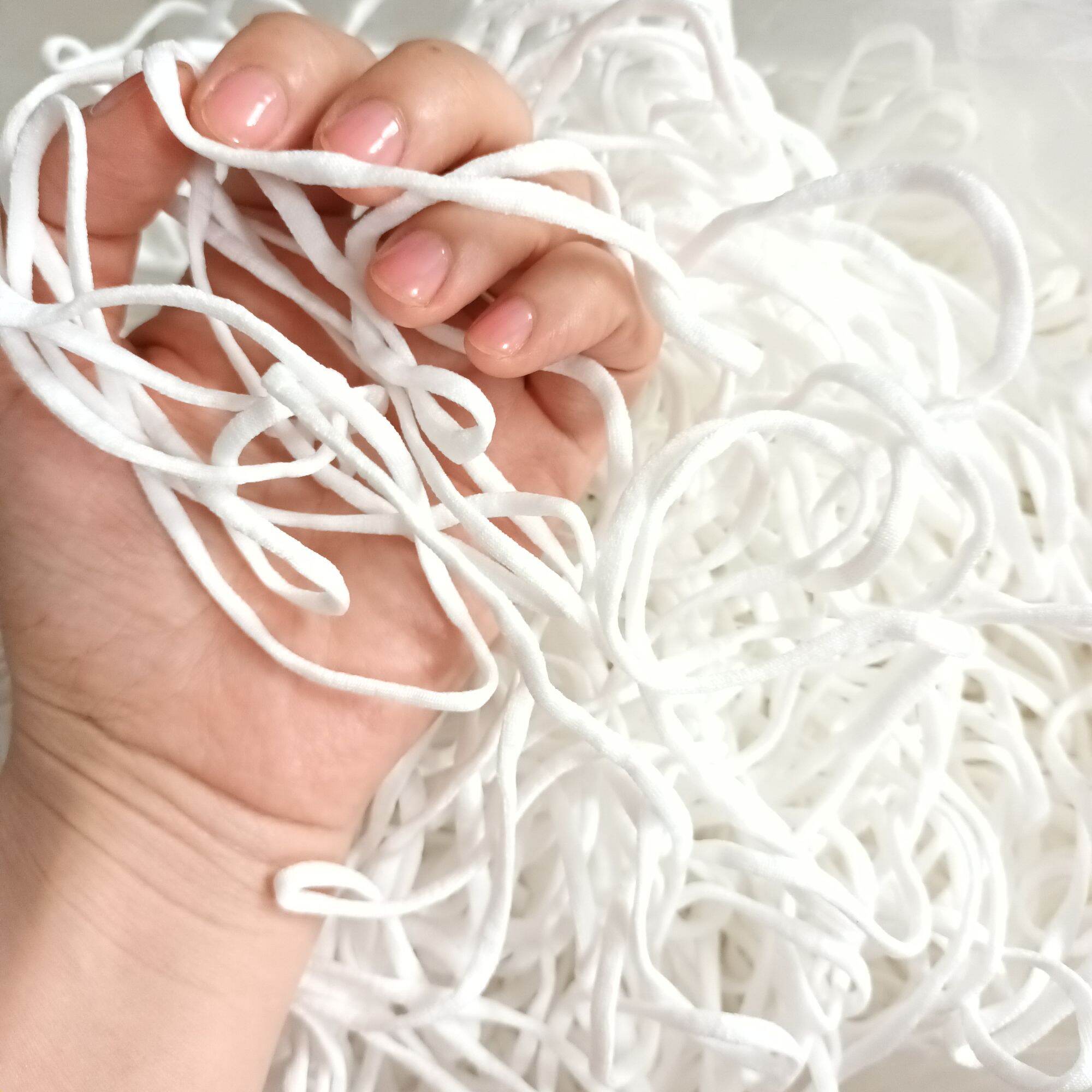 [HCM]10m dây thun co giãn may khẩu trang cao cấp mềm mại dễ chịu cho tai màu trắng bản dẹt 4mm