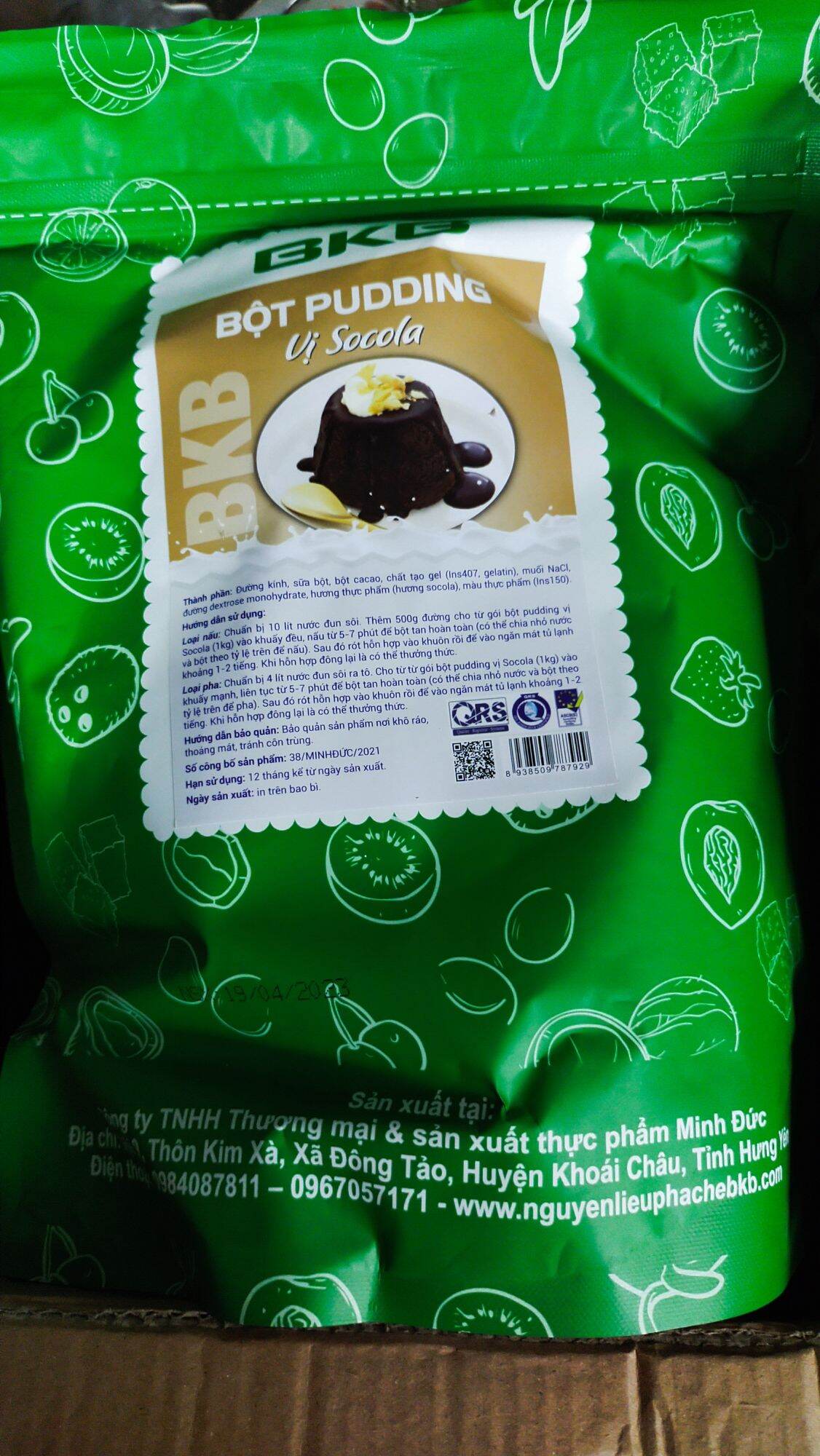 Bột pudding BKB vị 🍫socola  topping dùng trong trà sữa, chè gói 250gr