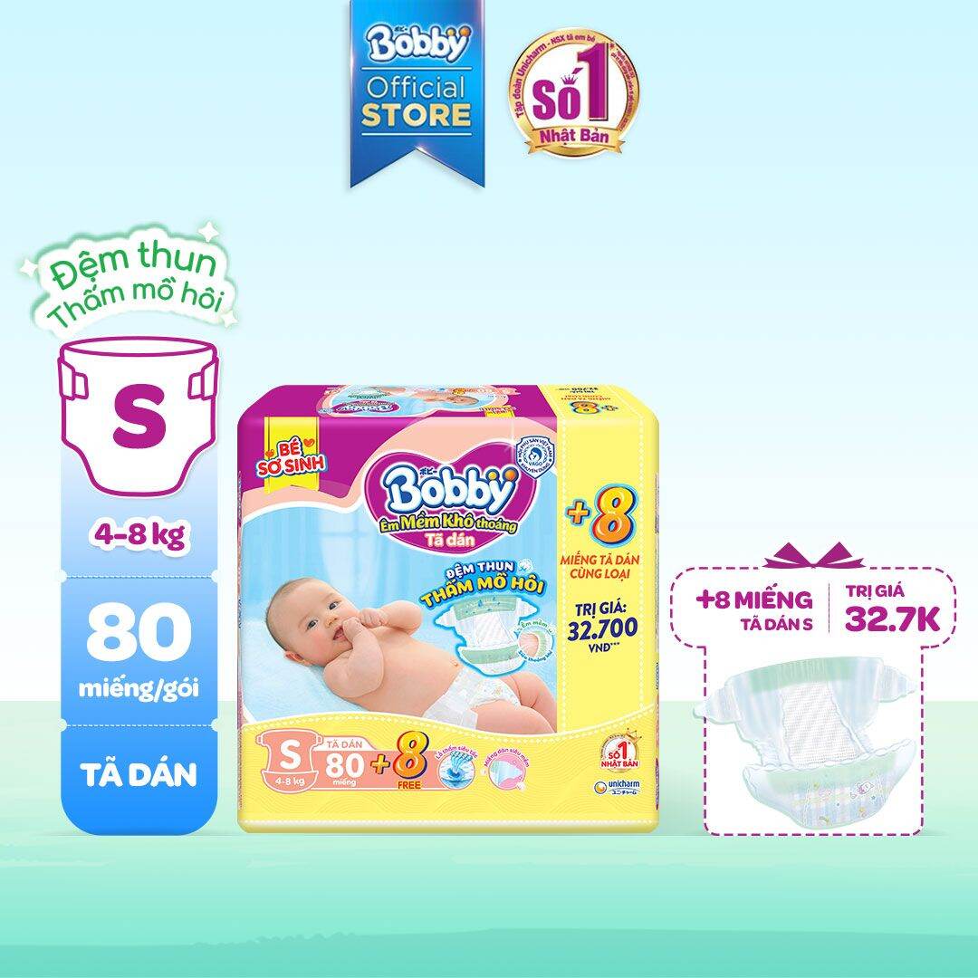 Tã dán sơ sinh Size S 80 miếng