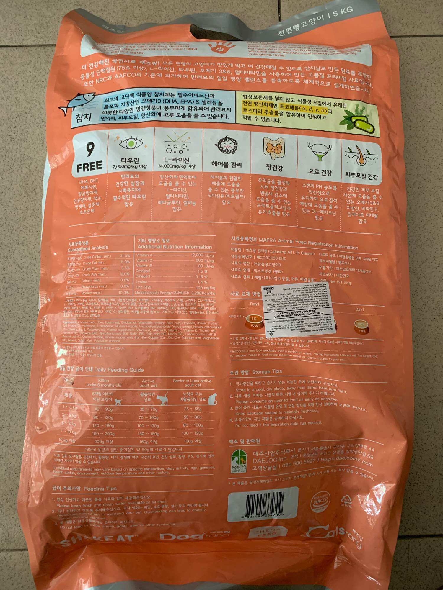 Thức Ăn Hạt Cho Mèo Catsrang Bao 5kg